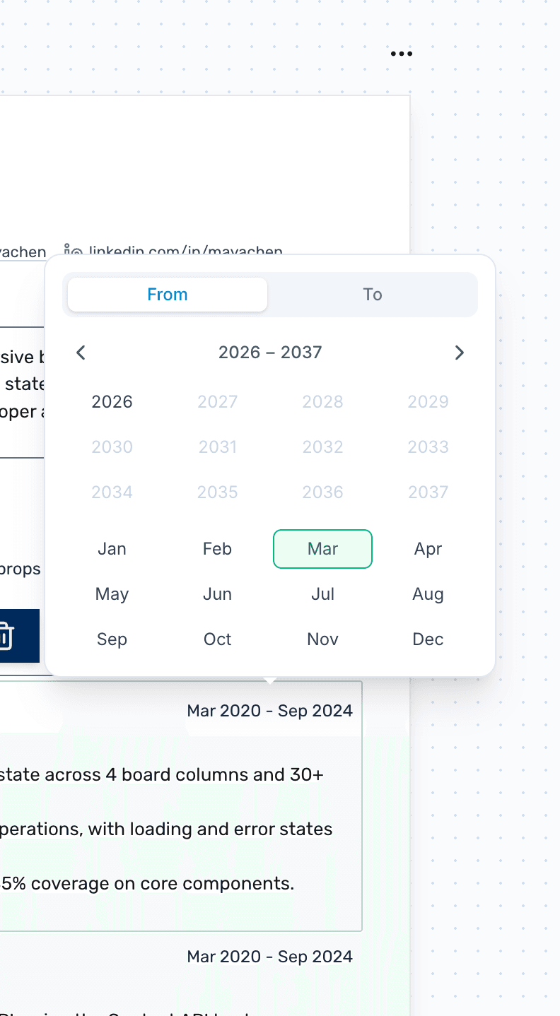 Dates editor in Roleframe