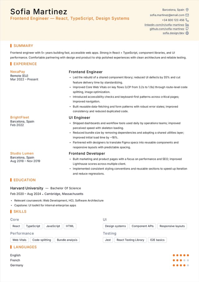 Modern resume template